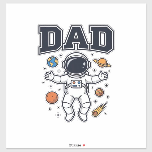 Sticker Conception de T-shirt Vector Space Astronaute Papa (Feuille)