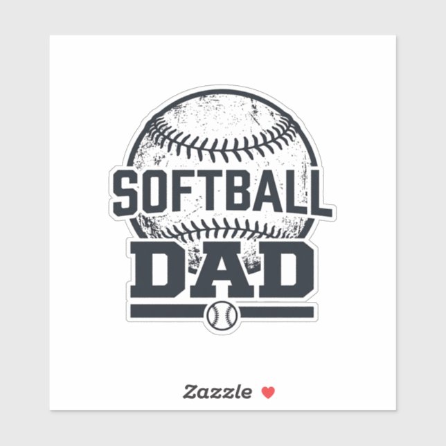 Sticker Conception de T-Shirt Vectoriel Papa Softball Vint (Feuille)