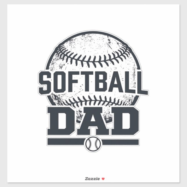 Sticker Conception de T-Shirt Vectoriel Papa Softball Vint (Feuille)