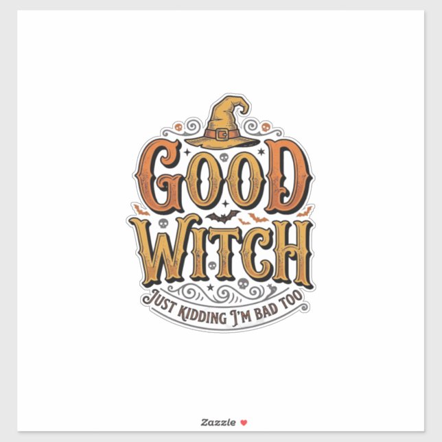 Sticker Conception de typographie Halloween sorcière genti (Feuille)