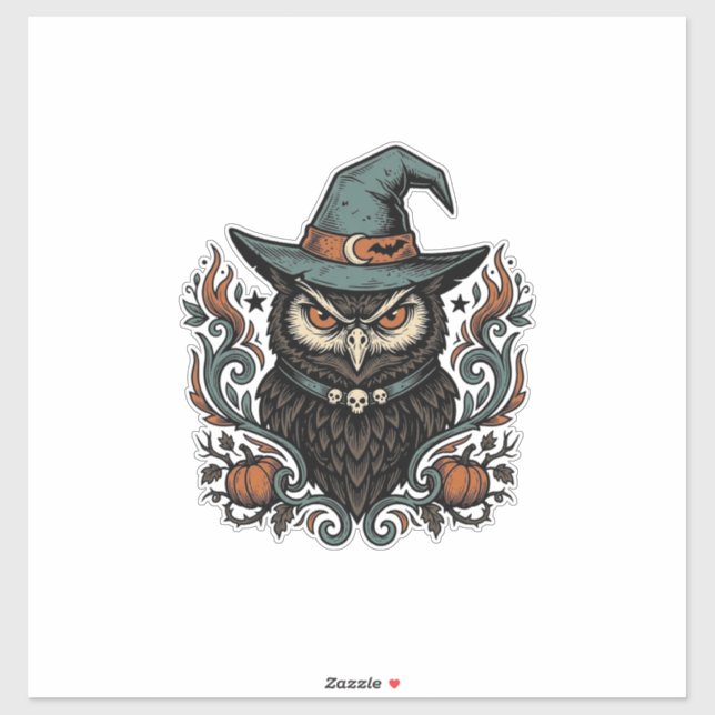 Sticker Conception de vecteur de chapeau de sorcière de hi (Feuille)