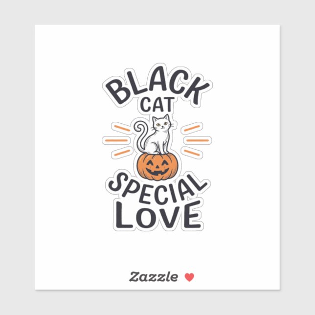 Sticker Conception de vecteur de chat noir d'amour spécial (Feuille)