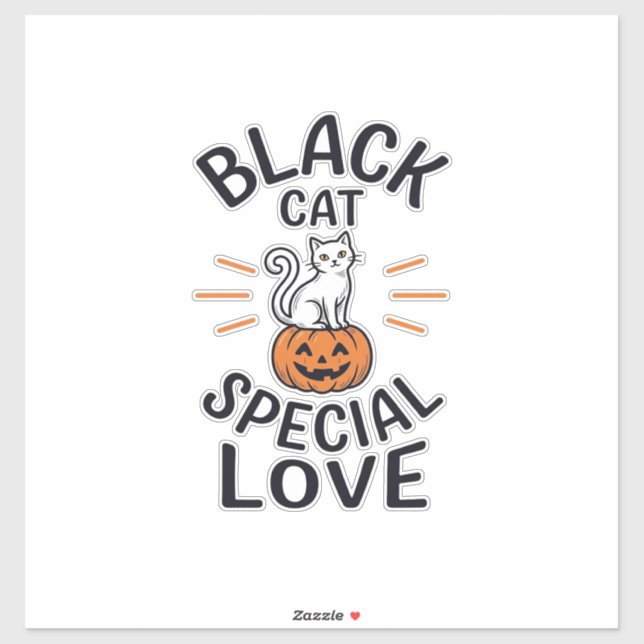 Sticker Conception de vecteur de chat noir d'amour spécial (Feuille)