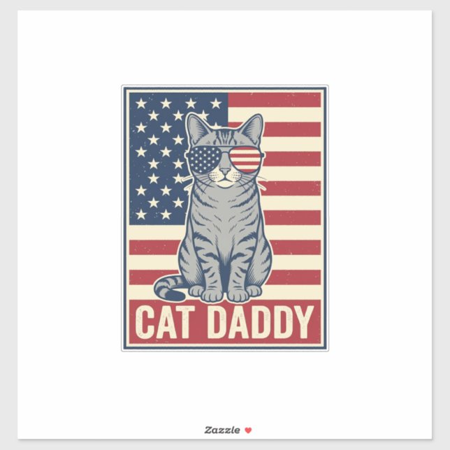 Sticker Conception de vecteur de chat patriotique Cat Dadd (Feuille)