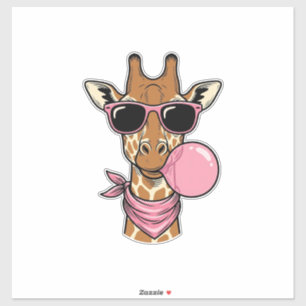 Sticker Conception de vecteur de chewing-gum de girafe de