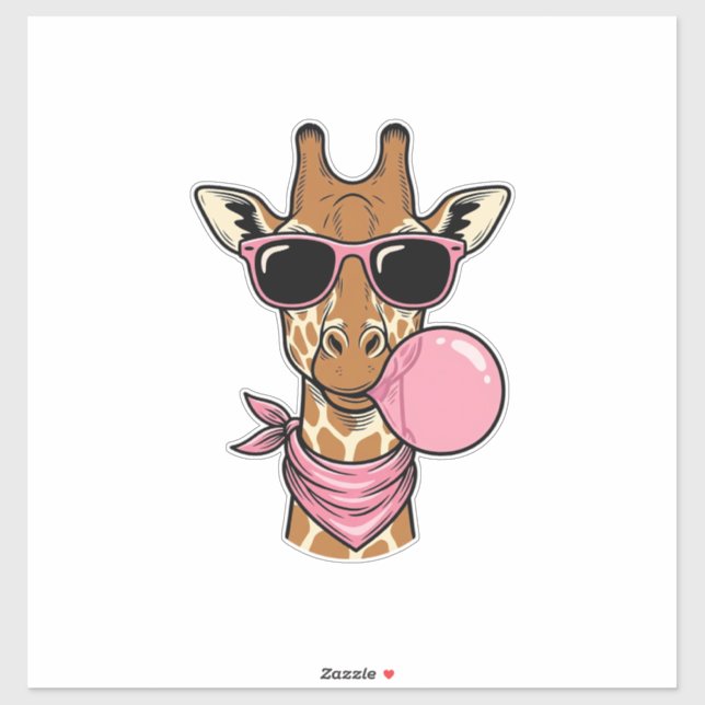 Sticker Conception de vecteur de chewing-gum de girafe de  (Feuille)