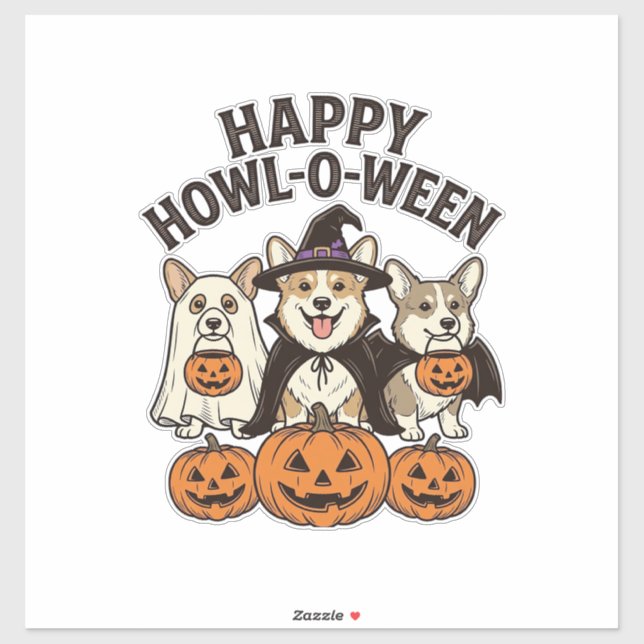 Sticker Conception de vecteur de chien de Halloween de Cor (Feuille)