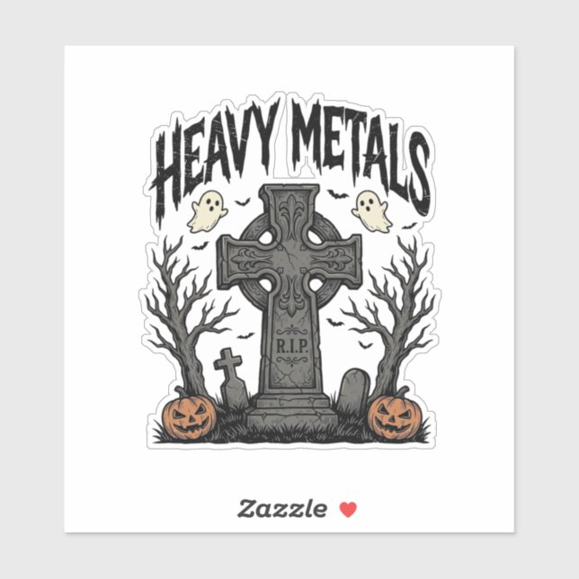 Sticker Conception de vecteur de cimetière d'Halloween de  (Feuille)