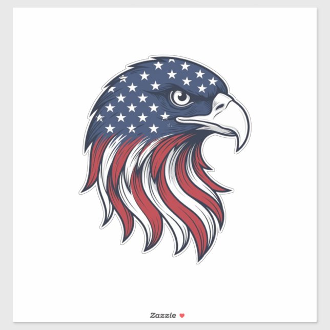 Sticker Conception de vecteur de drapeau d'aigle patriotiq (Feuille)