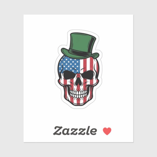 Sticker Conception de vecteur de drapeau de crâne de trèfl (Feuille)