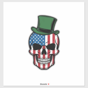 Sticker Conception de vecteur de drapeau de crâne de trèfl