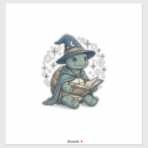 Sticker Conception de vecteur de magicien de tortue mignon