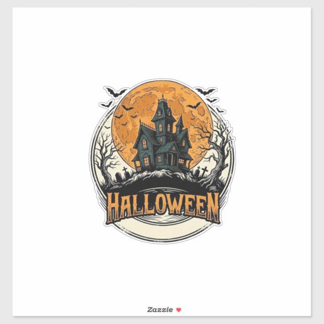 Sticker Conception de vecteur de maison hantée Halloween v (Feuille)