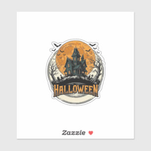 Sticker Conception de vecteur de maison hantée Halloween v