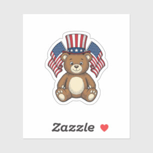 Sticker Conception de vecteur de nounours patriotique vint