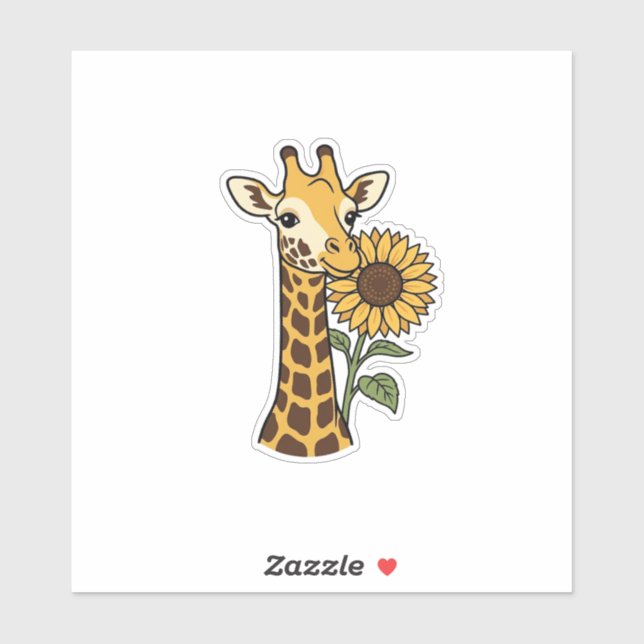 Sticker Conception de vecteur de tournesol de girafe vinta (Feuille)