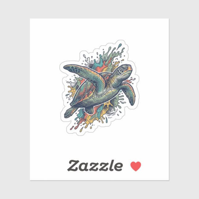 Sticker Conception de vecteur d'éclaboussure de tortue de  (Feuille)