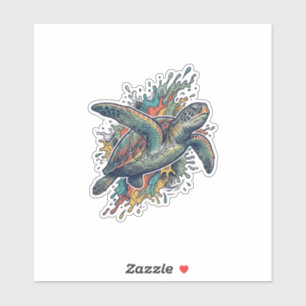 Sticker Conception de vecteur d'éclaboussure de tortue de