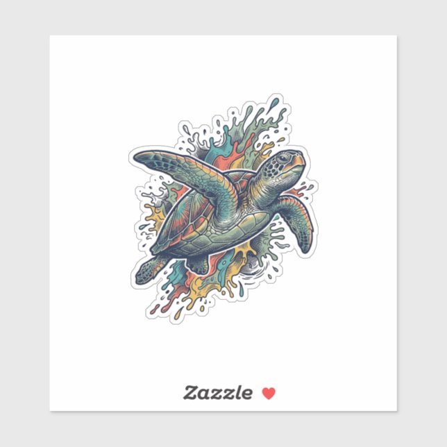 Sticker Conception de vecteur d'éclaboussure de tortue de  (Feuille)