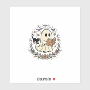 Sticker Conception de vecteur floral Halloween de chat fan