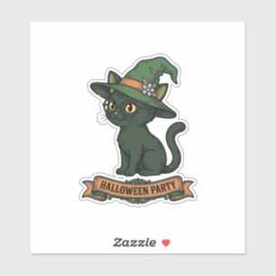 Sticker Conception de vecteur vintage de chat de fête d'Ha