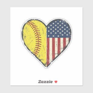 Sticker Conception de vecteur vintage de coeur de softball