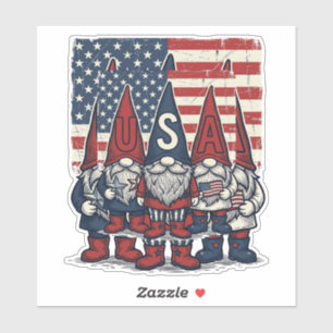 Sticker Conception de vecteur vintage de trio de gnome USA
