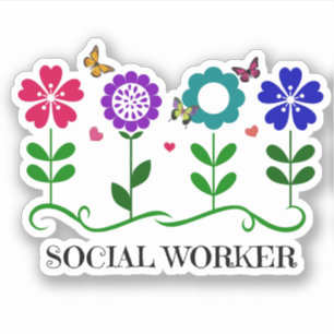 Sticker Conception des travailleurs sociaux, fleurs et pap