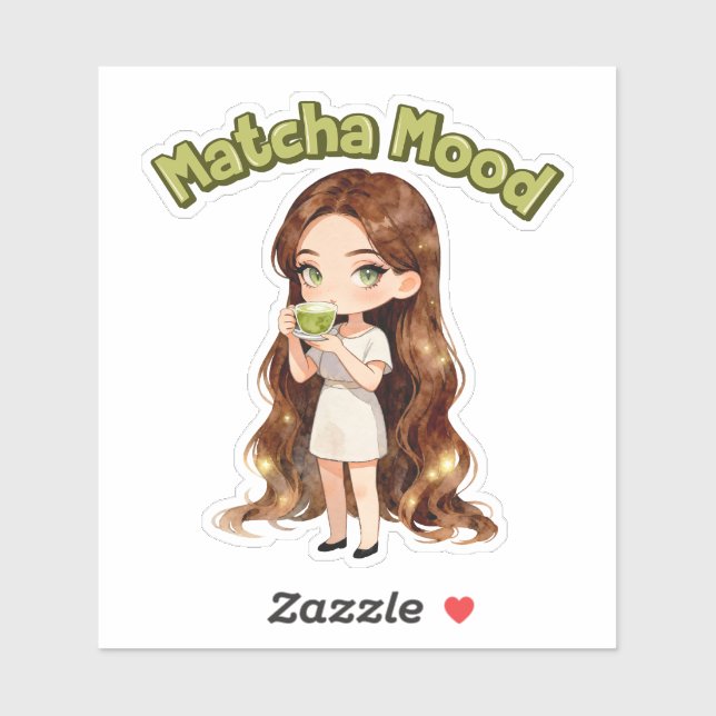 Sticker Conception d'esthétique Matcha Mood Vibes de thé v (Feuille)