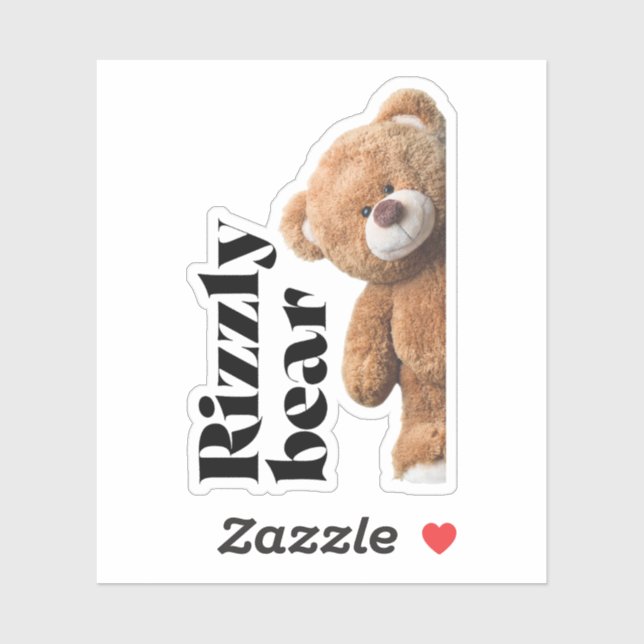 Sticker Conception d'ours en peluche mignon Rizzly citatio (Feuille)