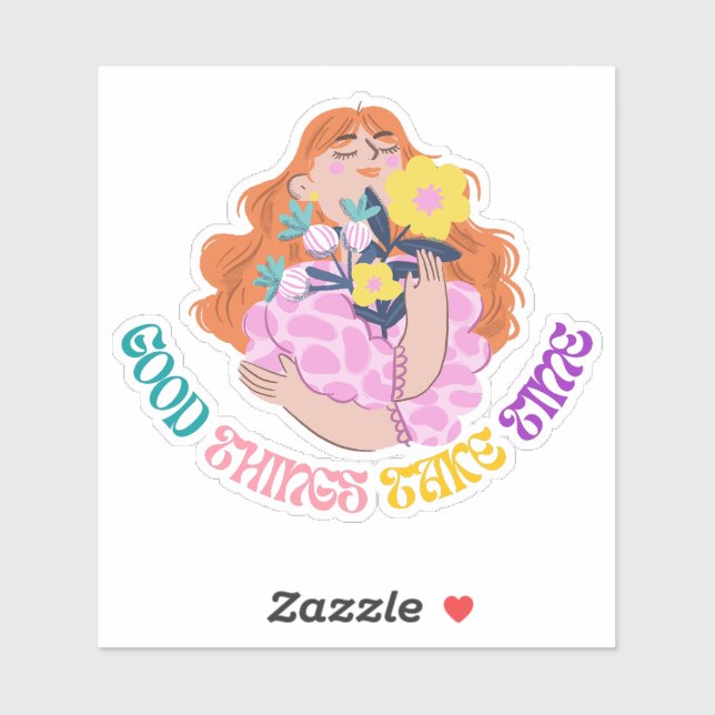 Sticker Conception esthétique florale de fille inspirante (Feuille)