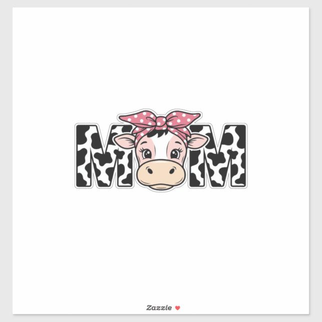 Sticker Conception graphique de maman vache mignonne arc_1 (Feuille)