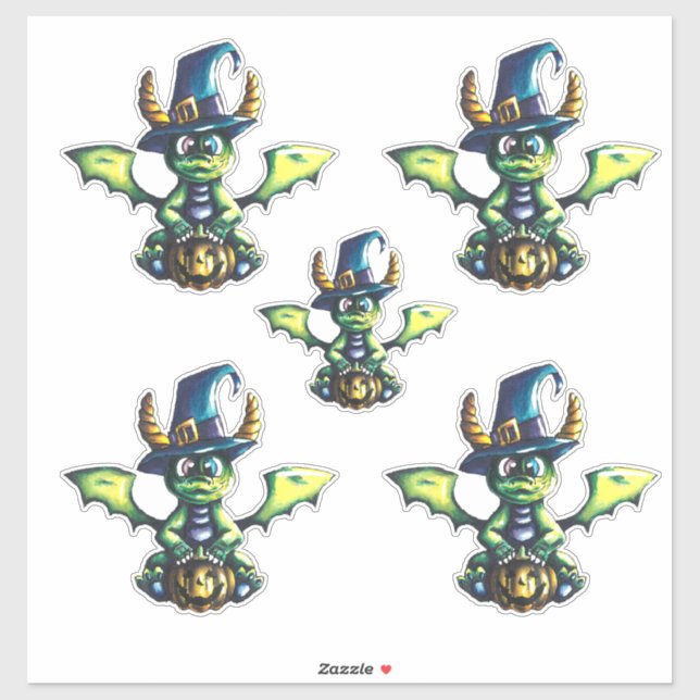 Sticker Conception magique du dragon d'Halloween (Feuille)