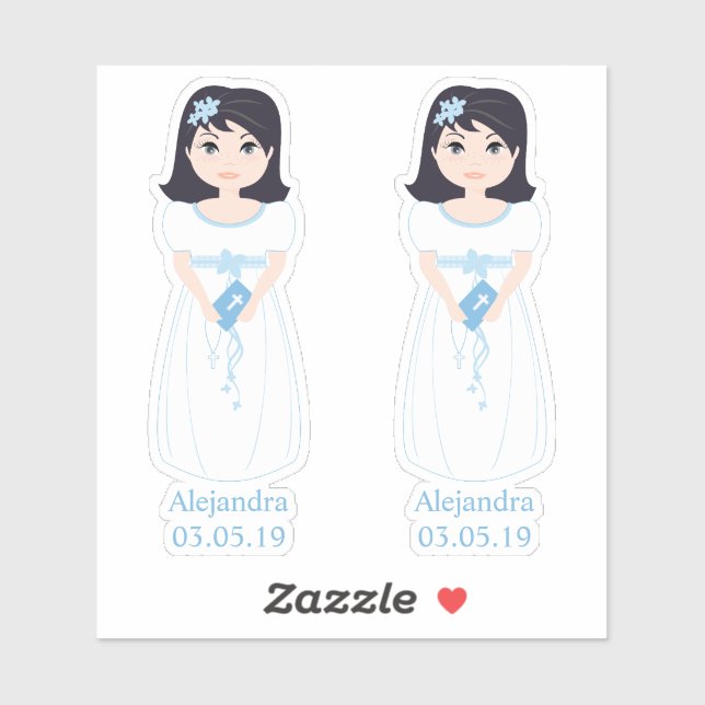 Sticker Conception Romantique Communion Enfant avec Ébarbe (Feuille)