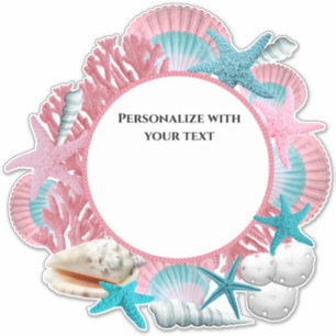 Sticker Conception Tropicale personnalisée en rose et bleu