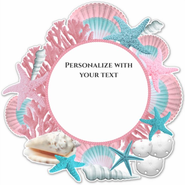 Sticker Conception Tropicale personnalisée en rose et bleu (Devant)