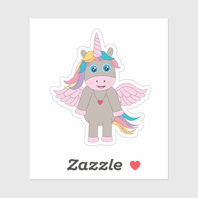Sticker Conception Unicorne Arc-en-ciel mignon (Feuille)