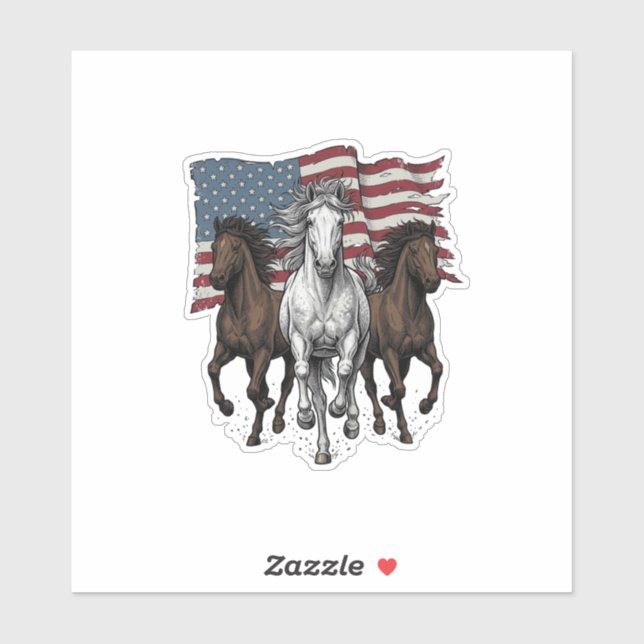 Sticker Conception vectorielle de chevaux courant patrioti (Feuille)