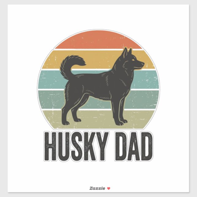 Sticker Conception vectorielle de chien rétro Husky Papa V (Feuille)