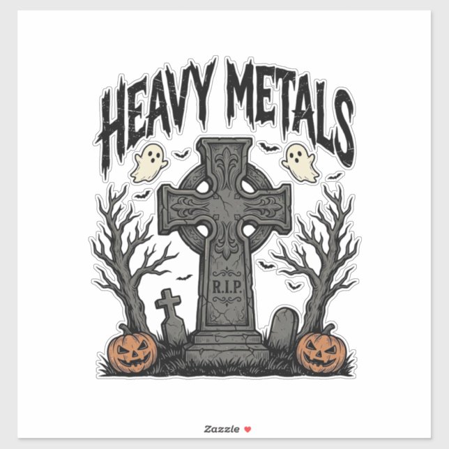 Sticker Conception vectorielle de cimetière Halloween de m (Feuille)