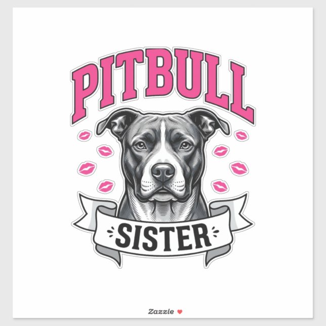 Sticker Conception vectorielle de sœur Pitbull amateur de  (Feuille)