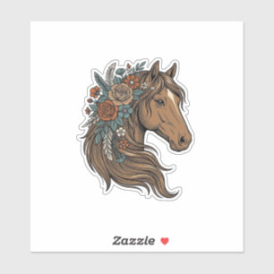 Sticker Conception vectorielle de tête de cheval floral vi