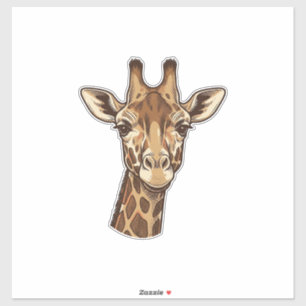 Sticker Conception vectorielle de tête de girafe gravée vi