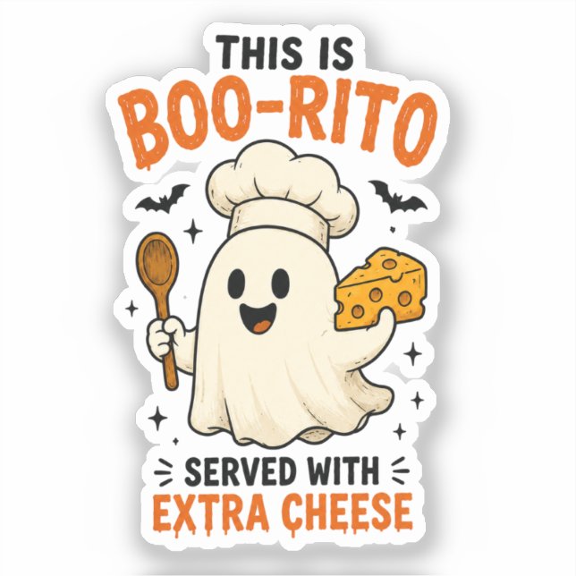 Sticker Conception « Voici un Boo-Rito servi avec du froma (Recto)