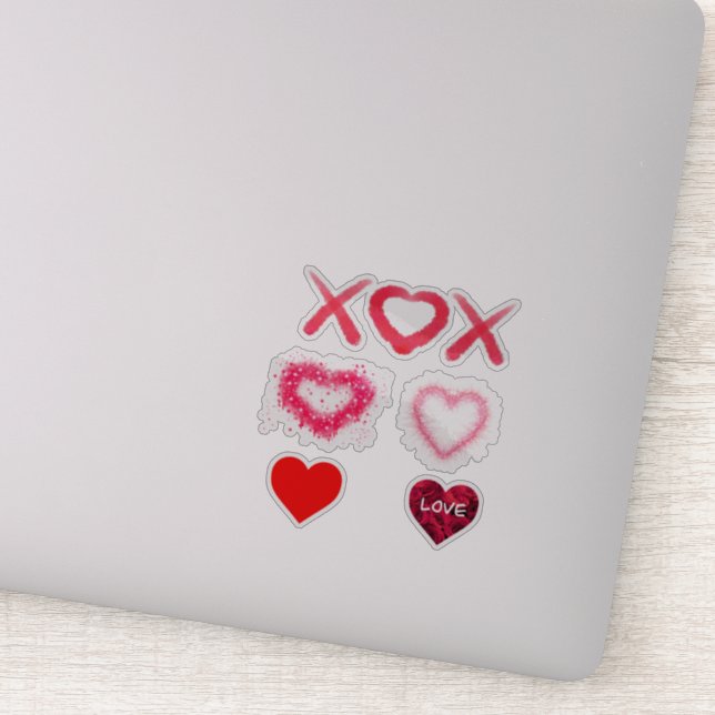 Sticker conceptions de cœur xox motif valentin rouge (Détail)
