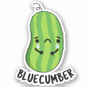 Sticker Concombre bleu Funny Sad Veggie Cucumber Pun
