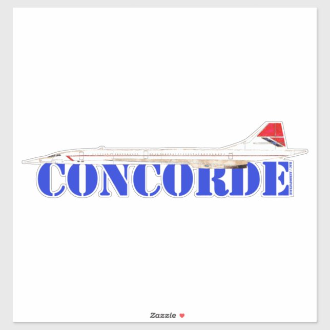 Sticker Concorde Jet with Bold Blue Text (Feuille)