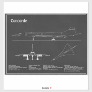 Sticker Concorde - Plan directeur de l'avion