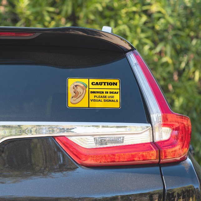 Sticker Conducteur unique est sourd Attention (Côté voiture)