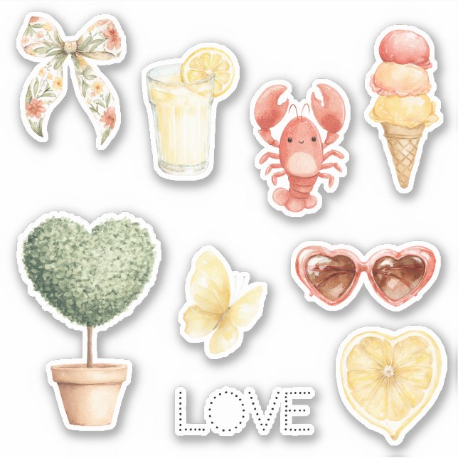Sticker Cône de glace de papillon citron d'amour d'arbre d (Devant)